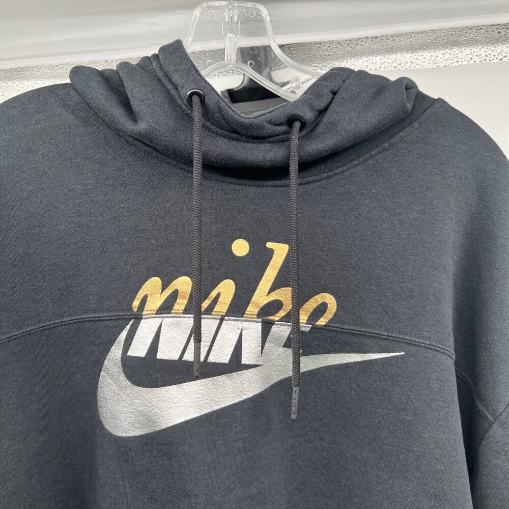 Nike Womens Cropped Hoodie Logo Black/Multi Size XS - Picture 2 of 9